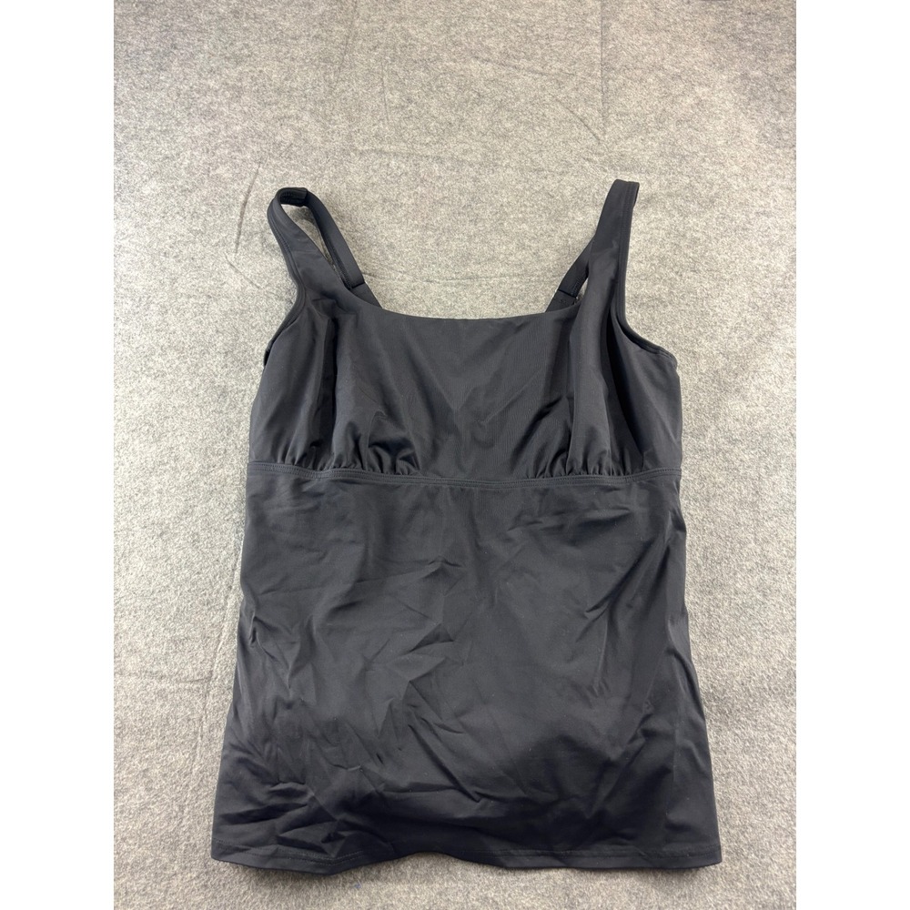 Lands End Womens Black Square Neck Tankini Swim Top Adjustable Straps 18 DDD